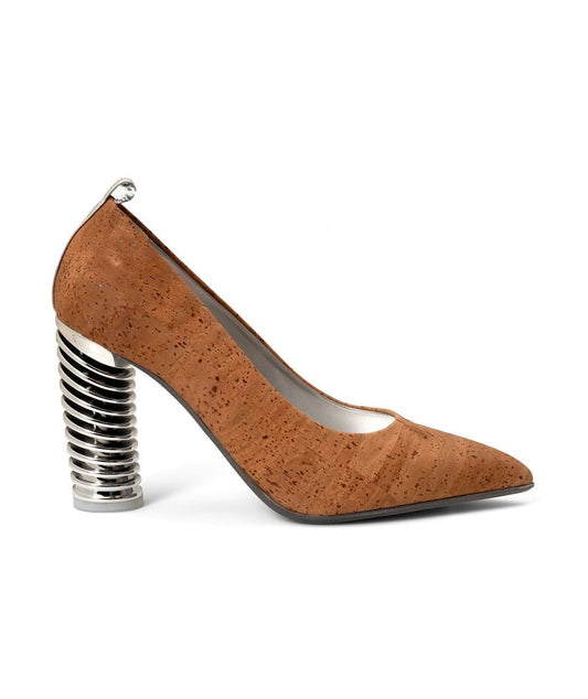 Push Up Pump | Cork ^ Swirl Cone ~ Silver * Topless