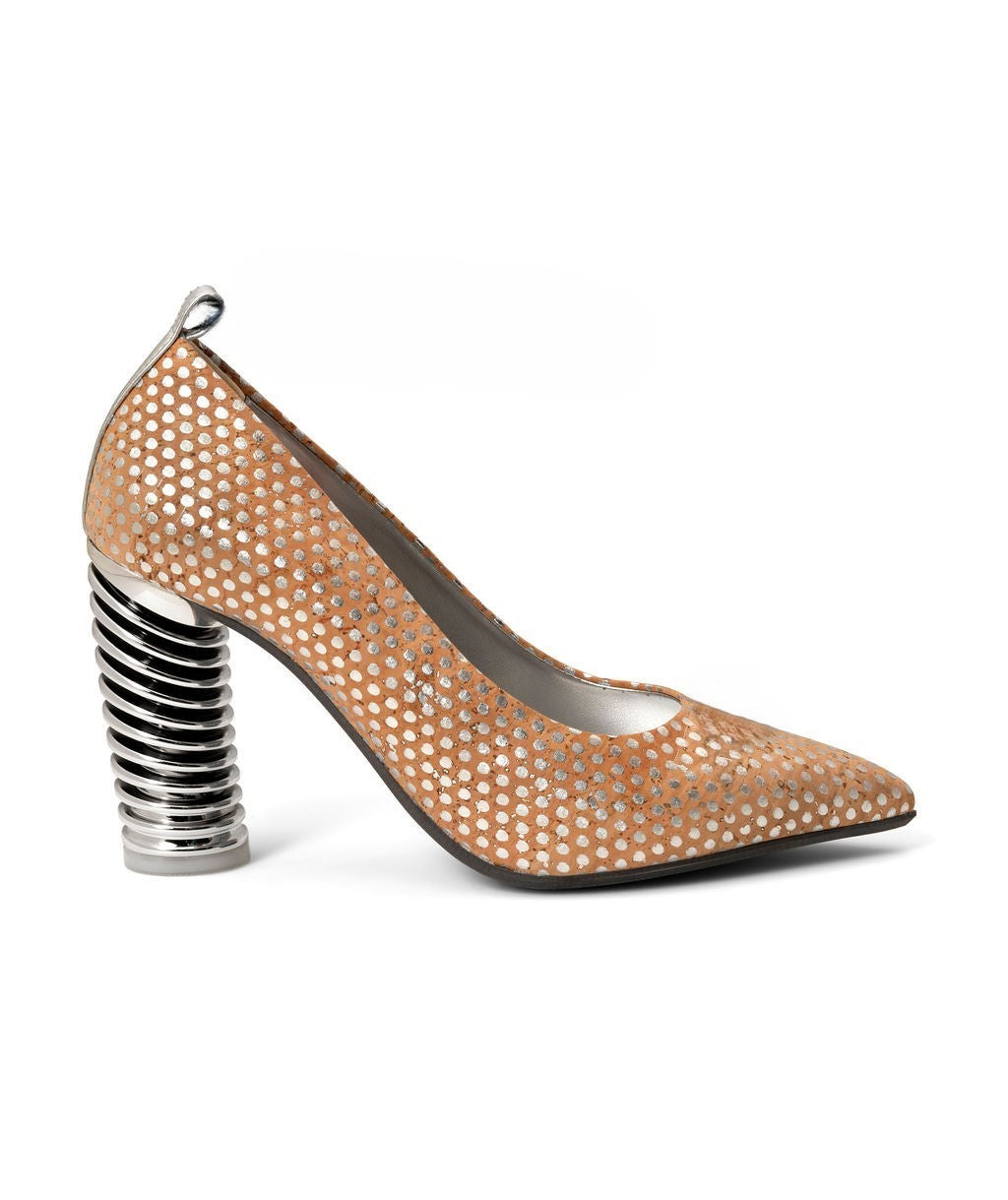 Push Up Pump | Cork ^ Swirl Cone ~ Silver * Topless