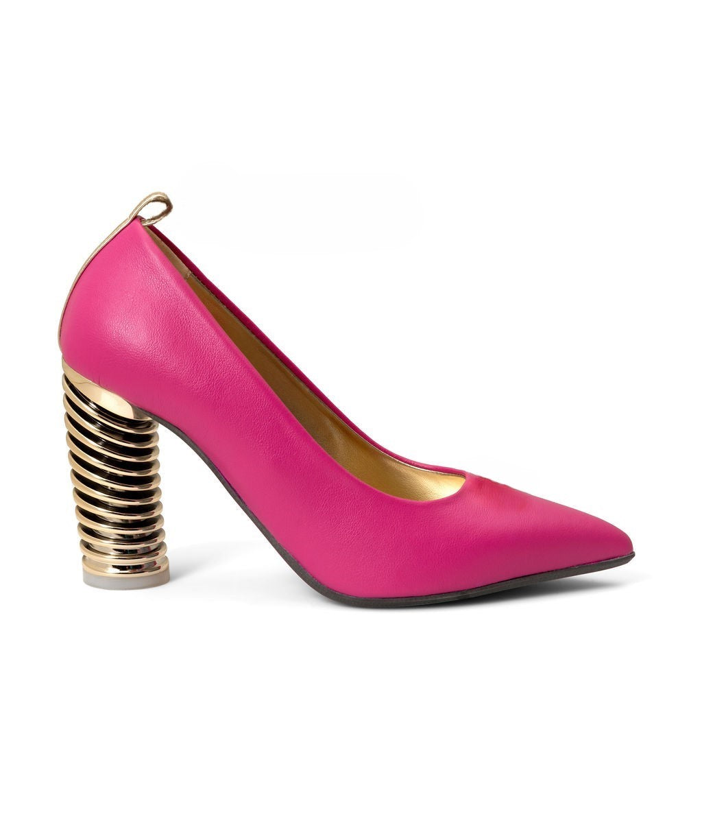 Push Up Pump | Recycled Leather ^ Swirl Cone ~ Golden * Topless