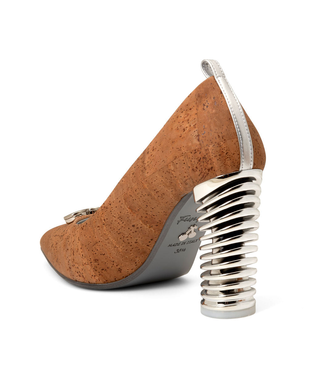 Push Up Pump | Cork ^ Swirl Cone ~ Silver * Magnetic
